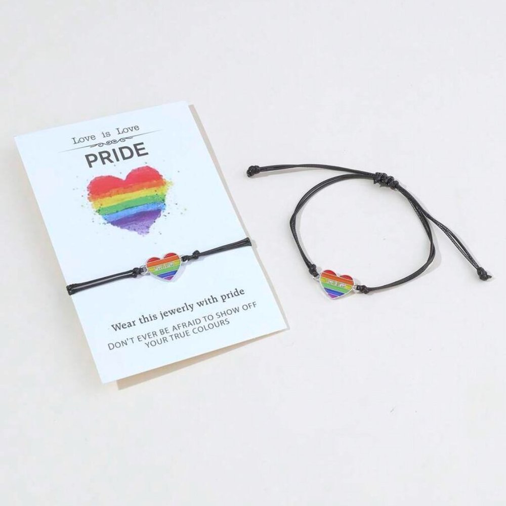 Gay Couple Rainbow Heart PrideBracelet Set "Love is Love" LGBTQ+
